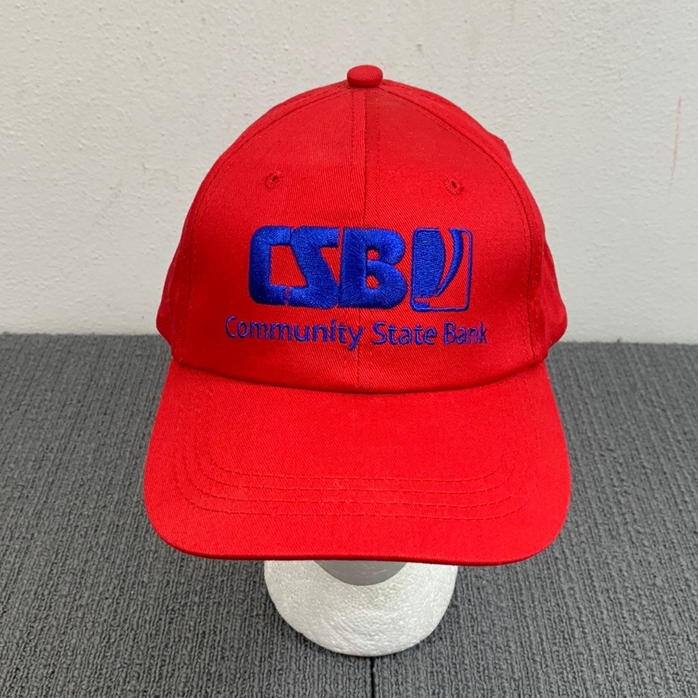 CSB Community State Bank Baseball Hat Mens Adjustable Red Blue Strapback Cap